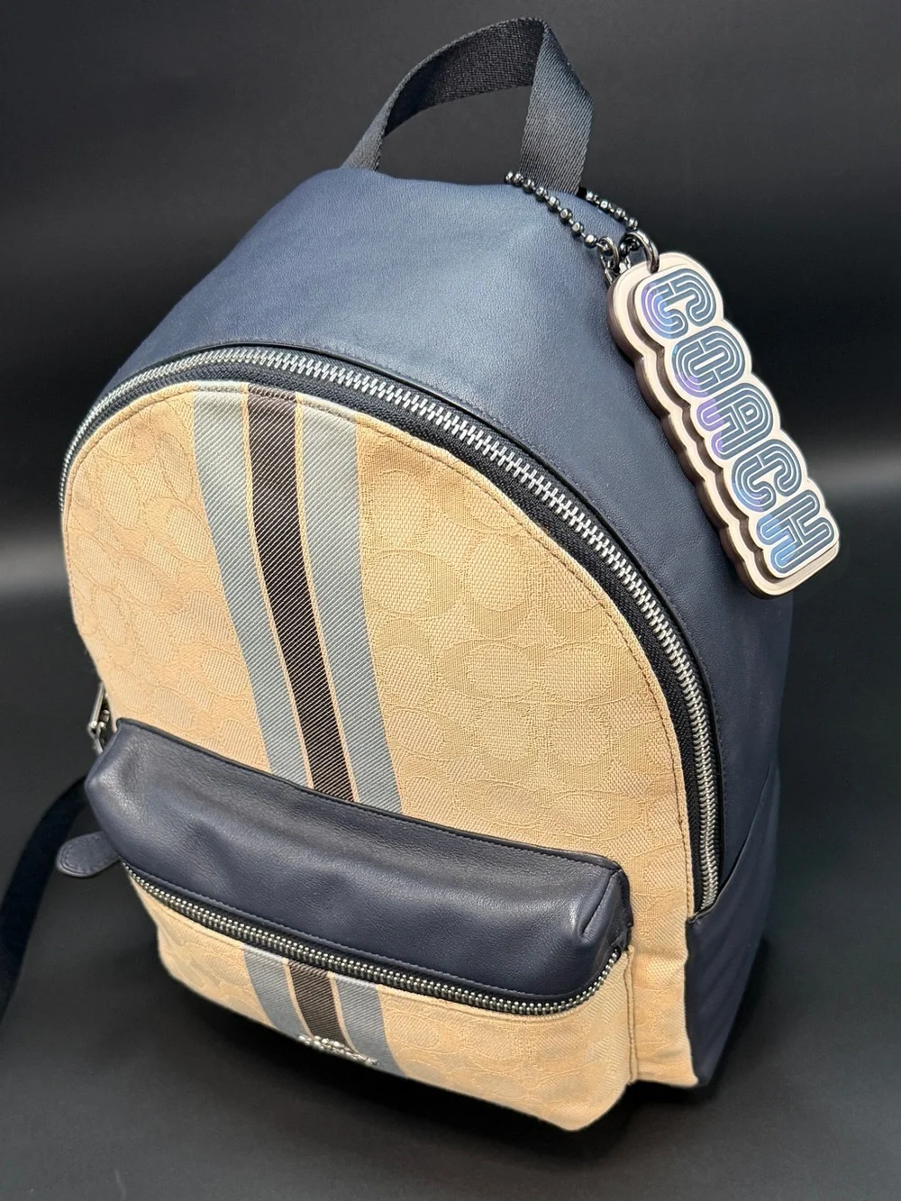 Coach F68034 Signature Medium Charlie Backpack Jacquard Stripe